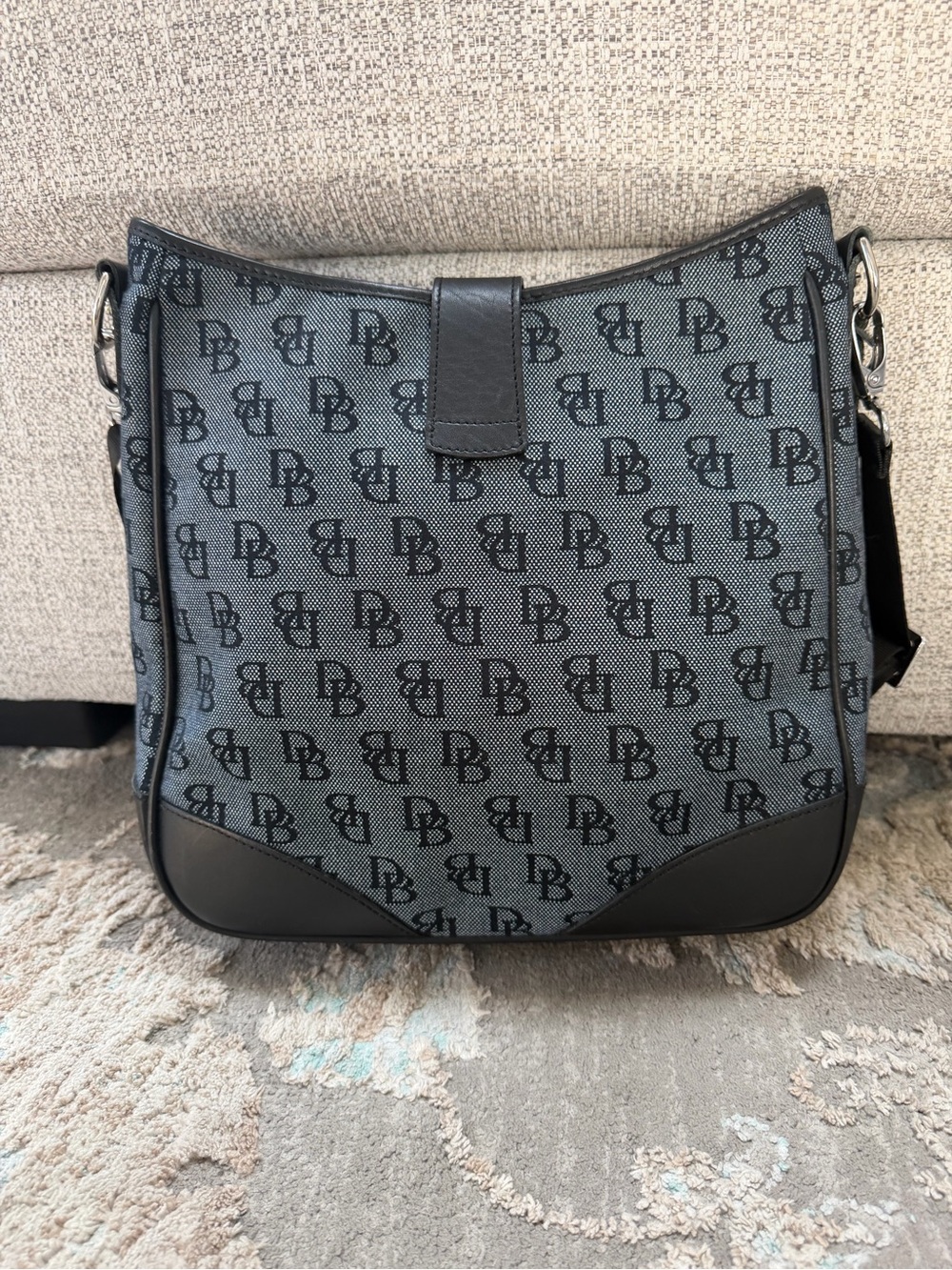 Dooney & Bourke Blue and Black Logo Messenger Bag - Picture 4 of 8